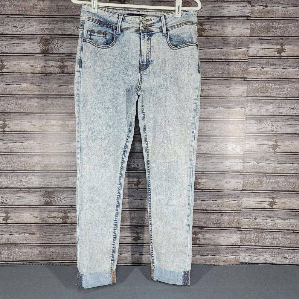 Indigo Rein Skinny Cuffed Womens size 9 Light Wash Cropped Stretch Jeans